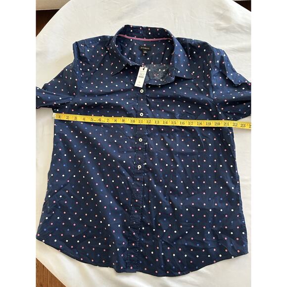 Talbots Polka Dot Collared Button Blouse Womens Size XL Blue Classic Preppy NWT - Picture 5 of 7